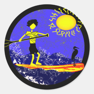 Stand Up Paddle Design Classic Round Sticker