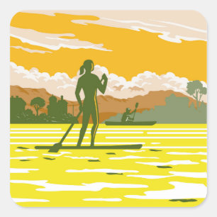 Stand Up Paddle in the Bay of Kotor Montenegro WPA Square Sticker