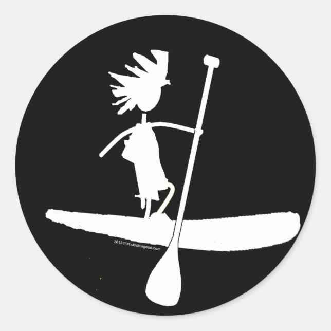 Stand Up Paddle Silhouette Design Classic Round Sticker (Front)