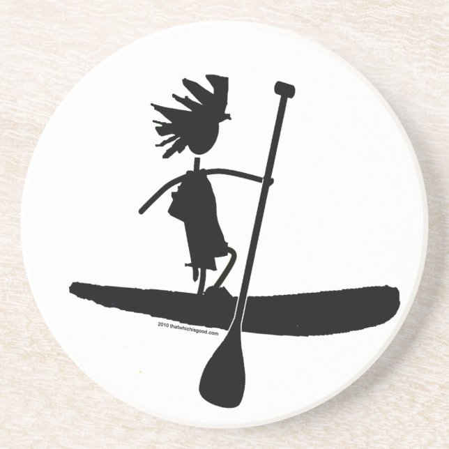 Stand Up Paddle Silhouette Design Coaster (Front)