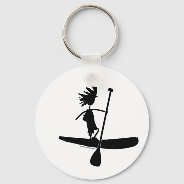 Stand Up Paddle Silhouette Design Key Ring (Front)