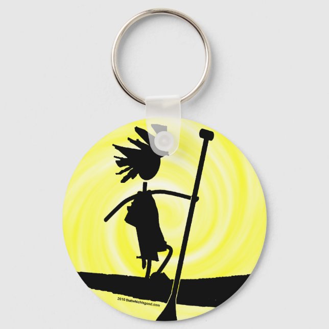 Stand Up Paddle Silhouette Design Key Ring (Front)