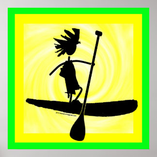 Stand Up Paddle Silhouette Design Poster