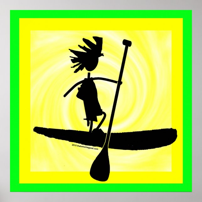 Stand Up Paddle Silhouette Design Poster (Front)