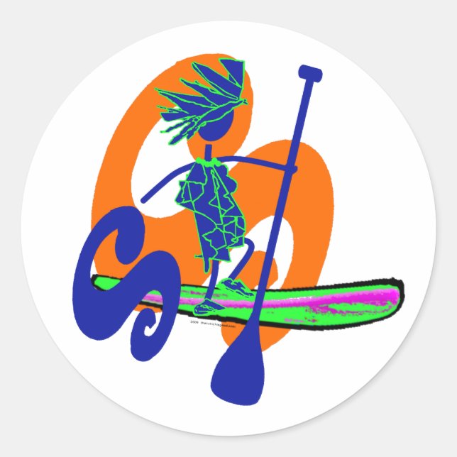 Stand Up Paddle Surf Design Classic Round Sticker (Front)