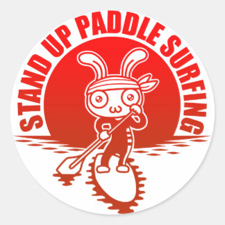 Stand up paddle surfing classic round sticker