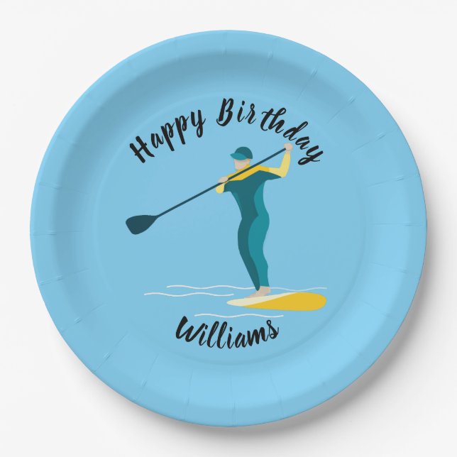 Stand Up Paddleboarding Paper Plate (Front)