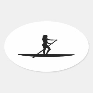 Stand up paddling girl oval sticker