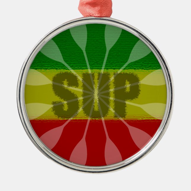 Stand Up Paddling, Paddle Twirl Metal Tree Decoration (Front)