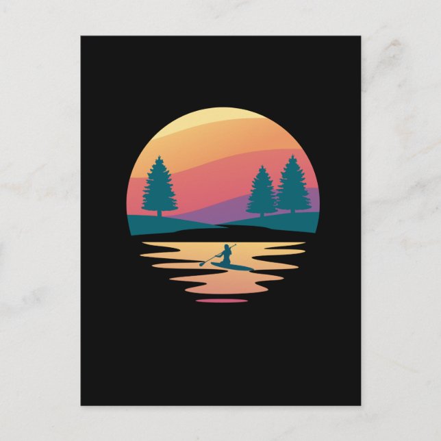 Stand Up Paddling SUP Board Mountain Lake, Sunset Postcard (Front)