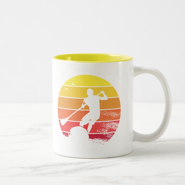 Stand Up Paddling Surfer Two-Tone Coffee Mug (Right)