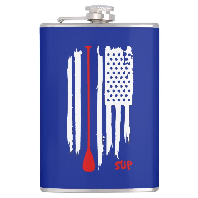 Stand Up Paddling US Flag Hip Flask (Front)