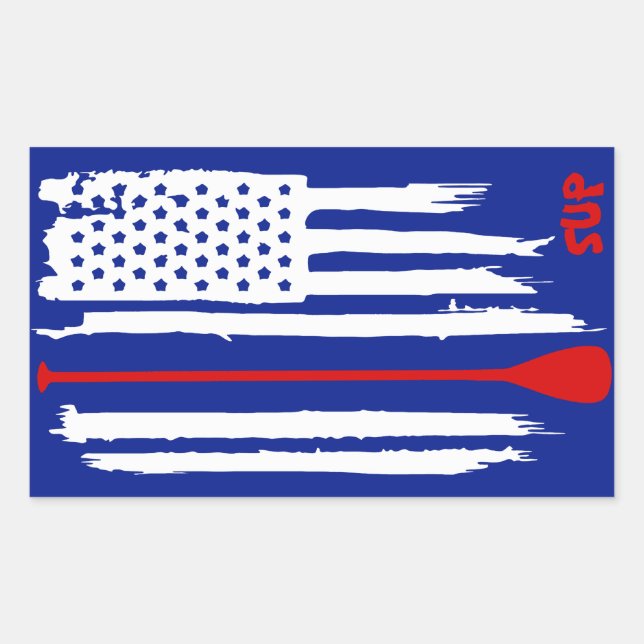 Stand Up Paddling US Flag Rectangular Sticker (Front)