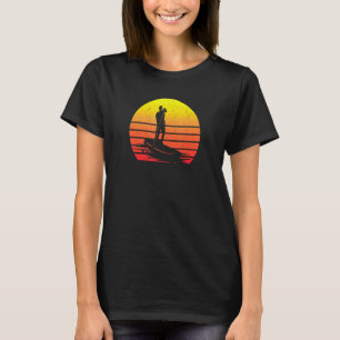 Stand Uppaddlingvintage Sunset Sup Retro Silhouett T-Shirt
