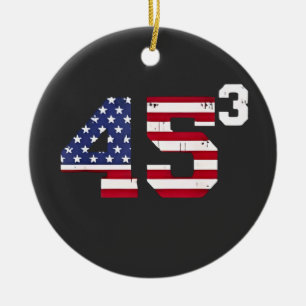 Stand With 45 Pro Trump USA Flag 4th of July Ceramic Tree Decoration