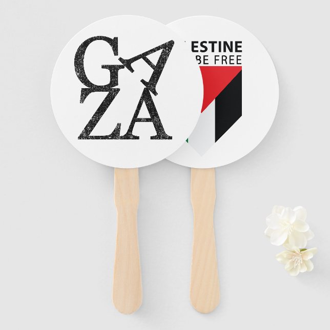 Stand With Gaza Protect Palestinian Children Hand Fan (Front and Back)