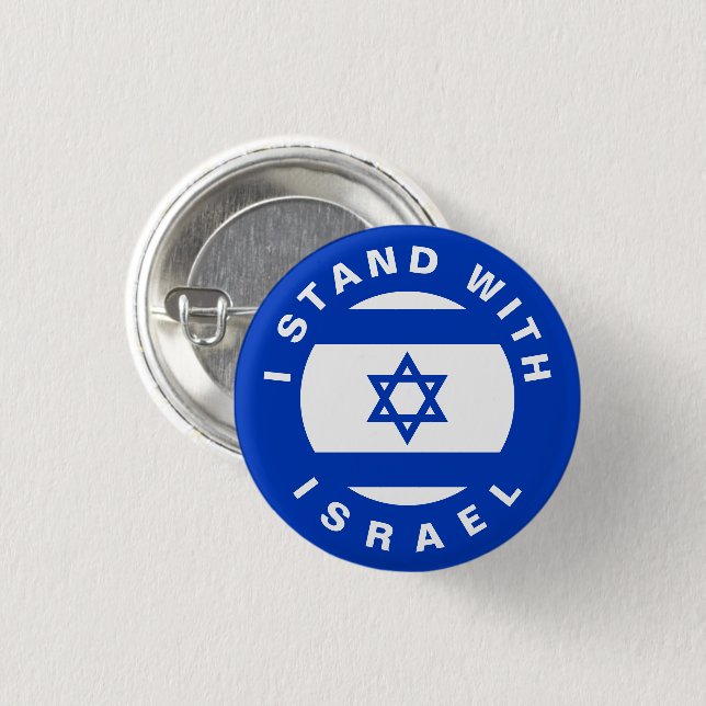 Stand with Israel blue white custom text and flag 3 Cm Round Badge (Front & Back)