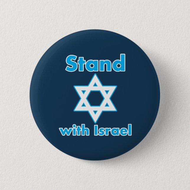 Stand with Israel - FULL - Magen David 6 Cm Round Badge (Front)