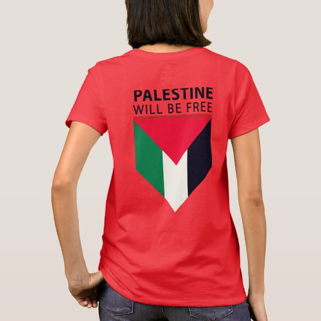 Stand With Palestine, Flag and Olive Tree T-Shirt (Back)