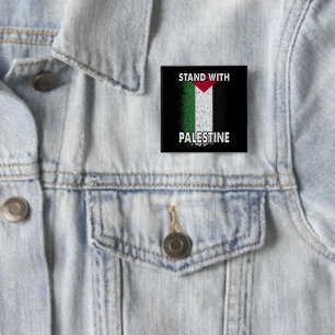 Stand with Palestine Free Palestinian Flag 15 Cm Square Badge