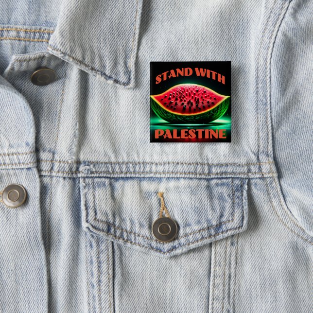 Stand with Palestine Solidarity Square Button (In Situ)