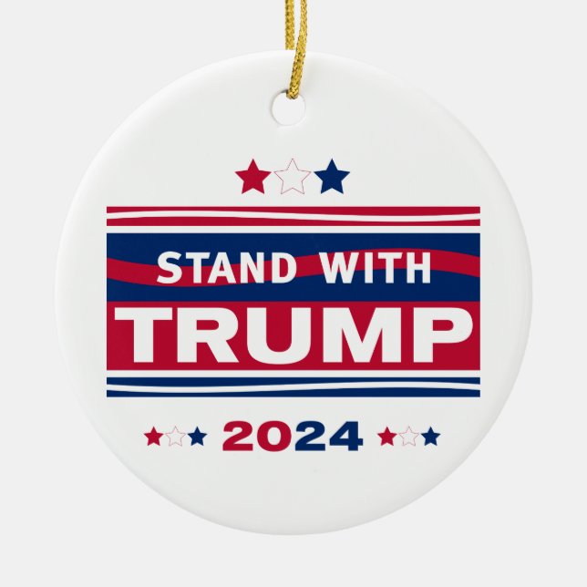 Stand with Trump~2024~MAGA Ceramic Tree Decoration (Front)