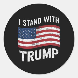 Stand With Trump American Flag Men Woman Usa Vinta Classic Round Sticker