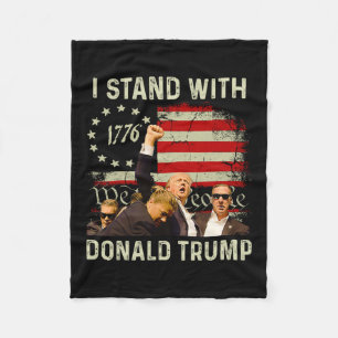 Stand With Trump Funny Trump 2024 Fleece Blanket