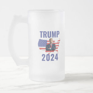 Stand with Trump: Gear Up for 2024! Frosted Glass Beer Mug