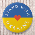 Stand with Ukraine Anti War Protest Ukrainian Flag 6 Cm Round Badge<br><div class="desc">"Stand with Ukraine" collection to show solidarity and support anti war protests against the war in Ukraine. The design features a simple red heart over a Ukrainian Flag background in national colours of blue and yellow. I will donate 100% of my commission earned on this product range to support the...</div>