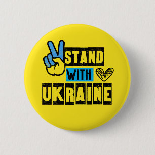 Stand with Ukraine Anti War Protest Ukrainian Flag 6 Cm Round Badge