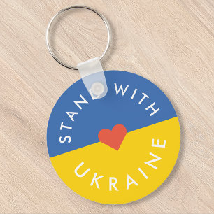 Stand with Ukraine Anti War Protest Ukrainian Flag Key Ring