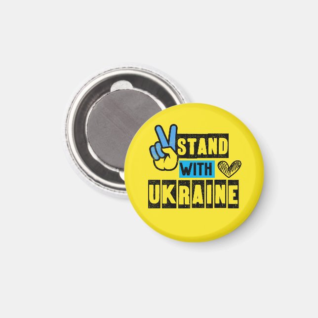 Stand with Ukraine Anti War Protest Ukrainian Flag Magnet (Front/Back)