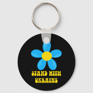 Stand With Ukraine Blue And Yellow Flower Solidari Key Ring