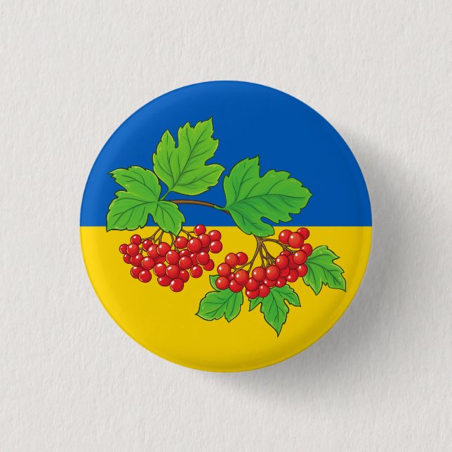 Stand With Ukraine | Kalyna (viburnum) Button (Front)