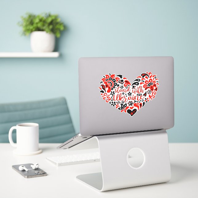 Stand with Ukraine lettering and heart (Laptop On Desk)