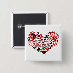 Stand with Ukraine lettering and heart 15 Cm Square Badge