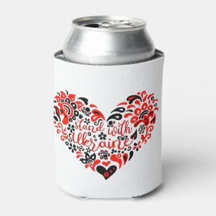 Stand with Ukraine lettering and heart Can Cooler