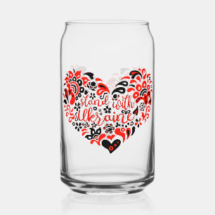 Stand with Ukraine lettering and heart Can Glass
