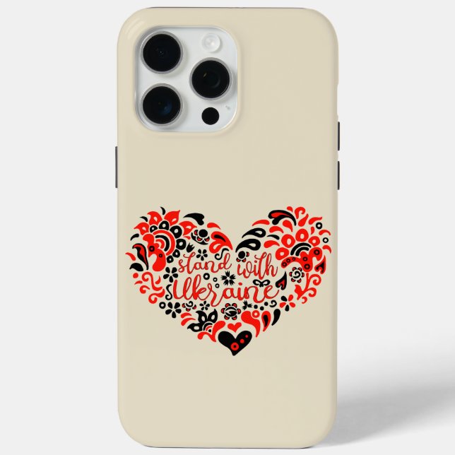 Stand with Ukraine lettering and heart Case-Mate iPhone Case (Back)