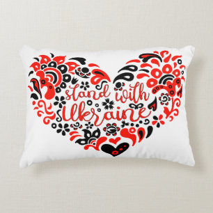 Stand with Ukraine lettering and heart Decorative Cushion