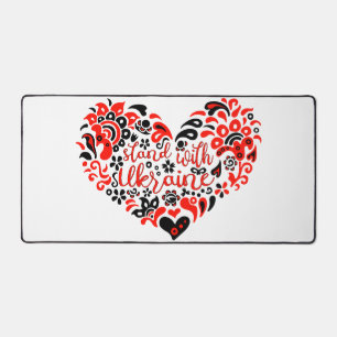Stand with Ukraine lettering and heart Desk Mat