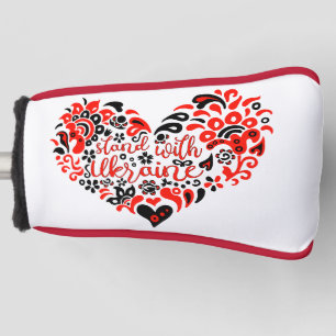 Stand with Ukraine lettering and heart Golf Head Cover