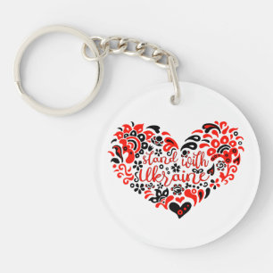 Stand with Ukraine lettering and heart Key Ring