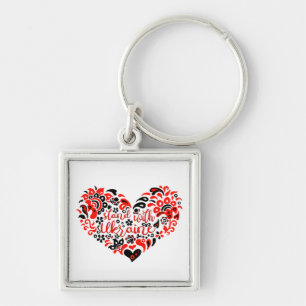 Stand with Ukraine lettering and heart Key Ring