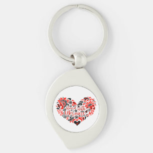 Stand with Ukraine lettering and heart Key Ring