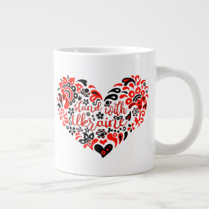 Stand with Ukraine lettering and heart Large Coffee Mug