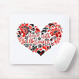 Stand with Ukraine lettering and heart Mouse Mat