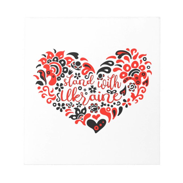 Stand with Ukraine lettering and heart Notepad (Front)