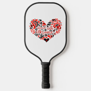 Stand with Ukraine lettering and heart Pickleball Paddle